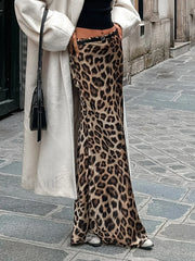 Leopard Print Slim Maxi Skirt Skirts