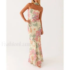 Leopard Strapless Mermaid Floral Dress