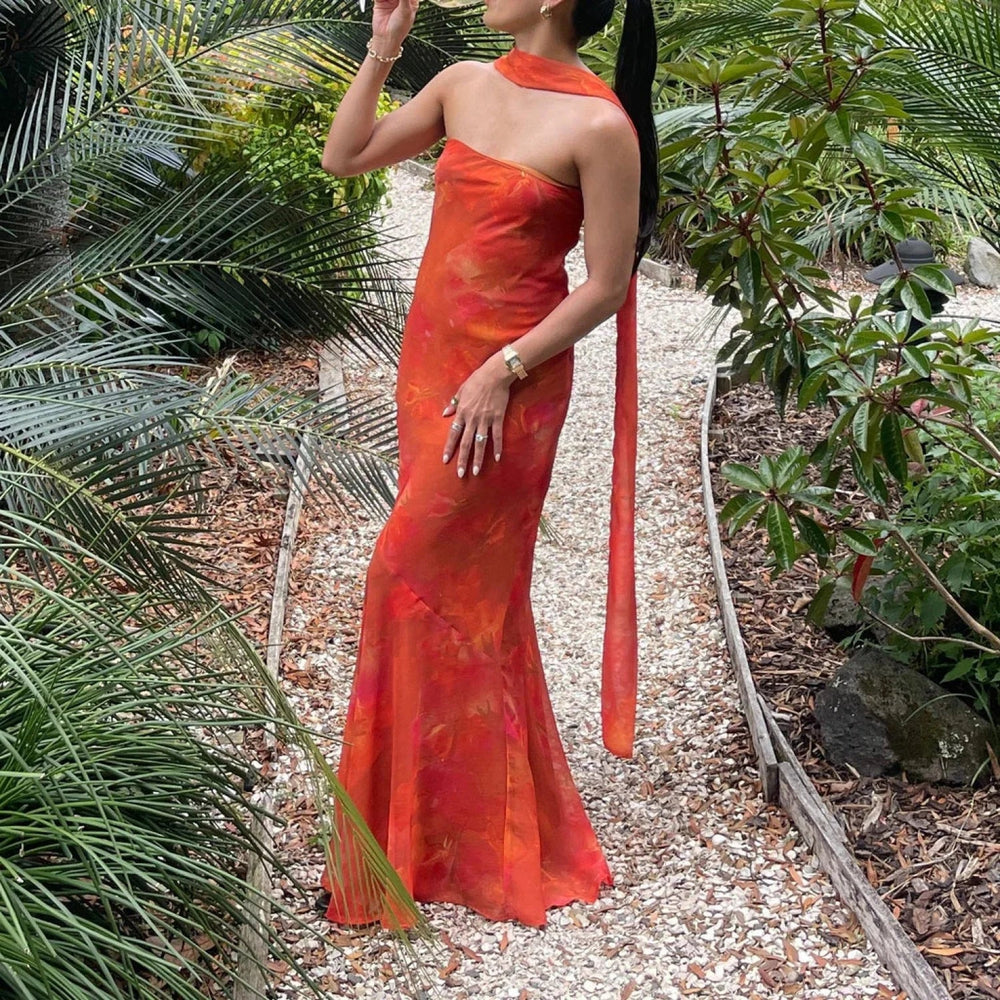 Leopard Strapless Mermaid Floral Dress