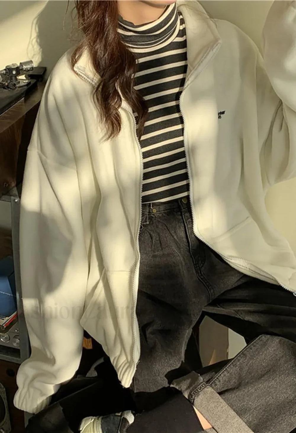 Letter Print Zip up Jacket Jackets