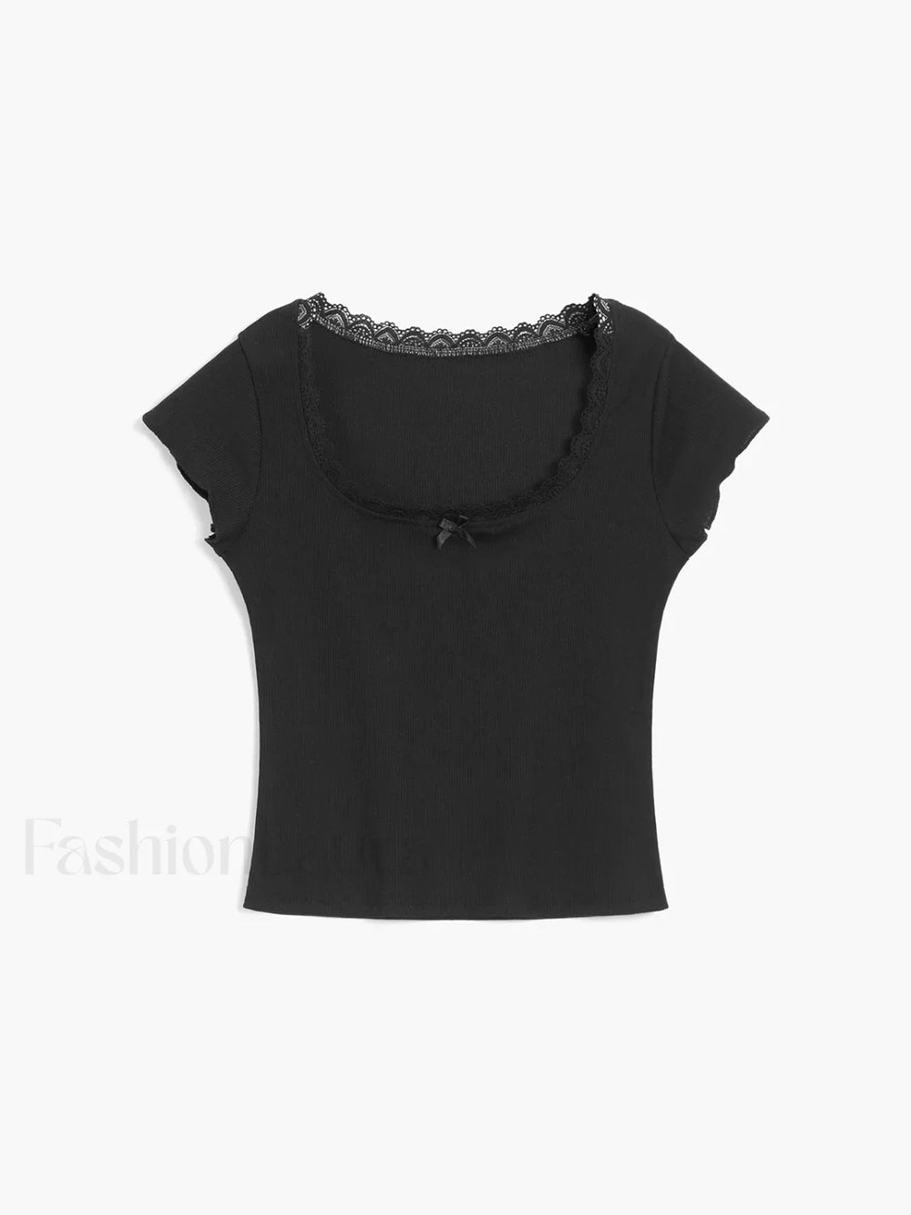 Like That Lace Trim Modern Cap Sleeve Crop Top T Shirts