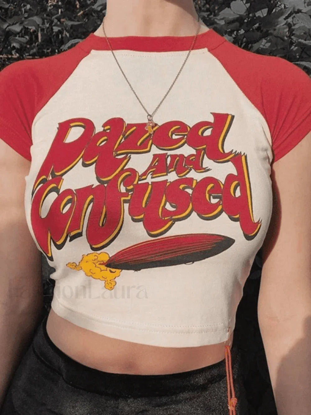 Logo Print Raglan Sleeve Crop Top Tops&Tees