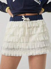 Lolita Tiered Contrast Mini Skirt WHITE / S