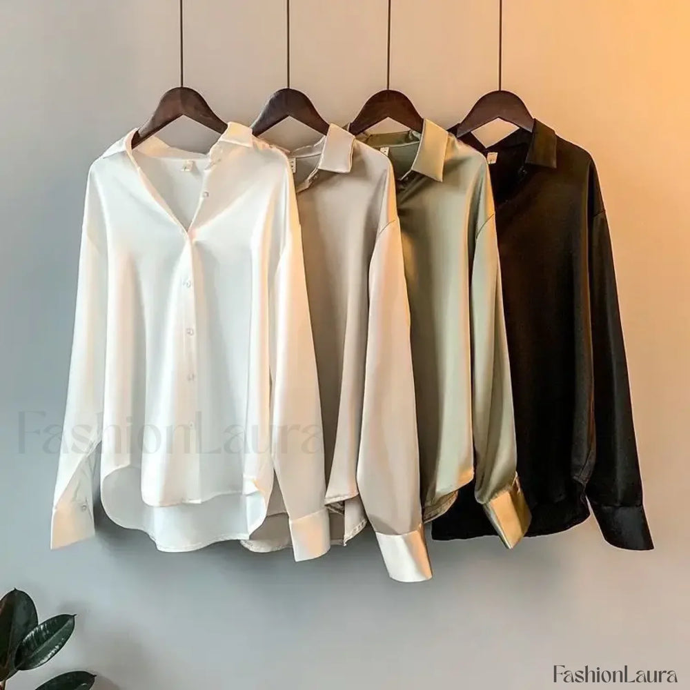 Long French Soft Elegant Simple Hollow Out Blouse