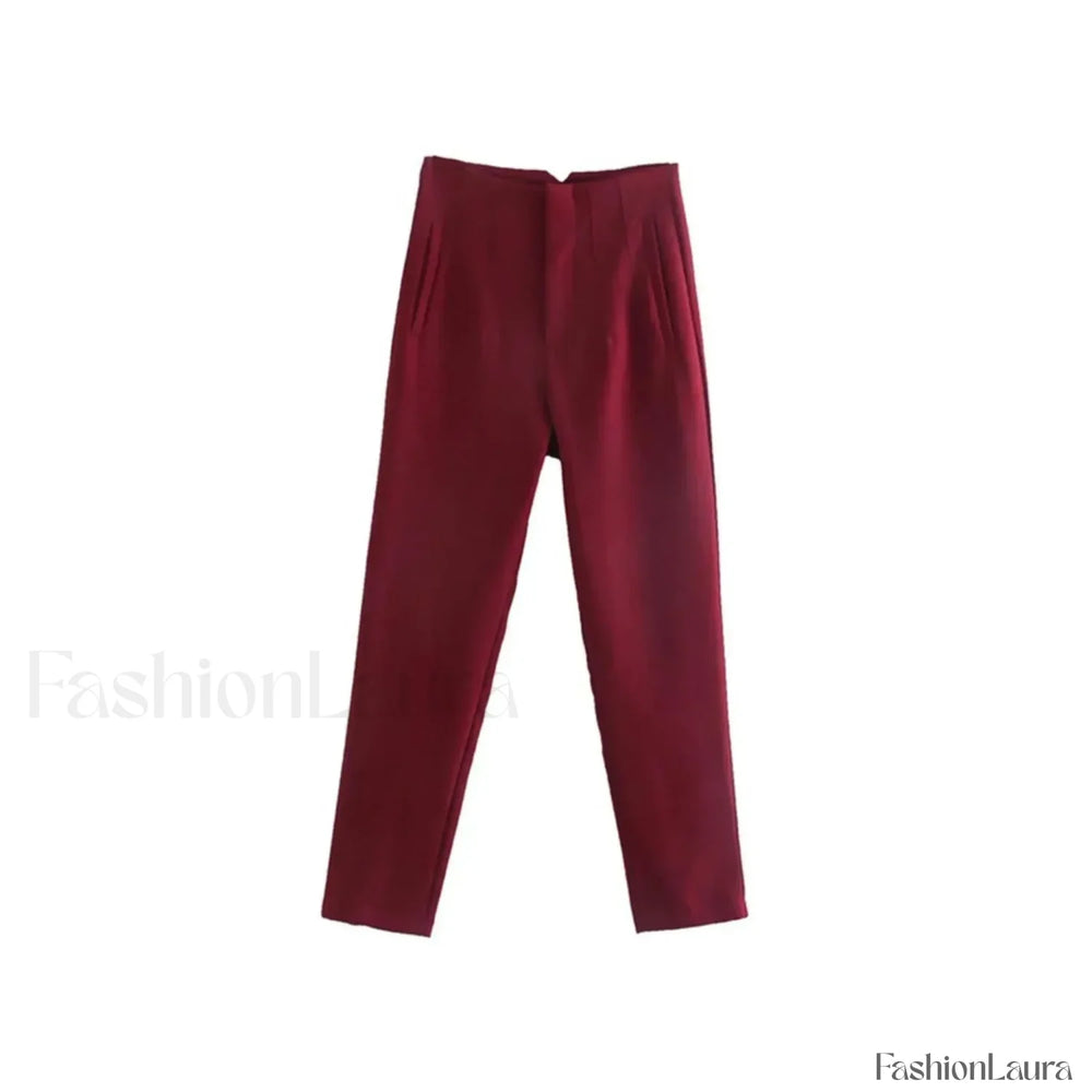 Long French Soft Elegant Simple Hollow Out Blouse WINE / S