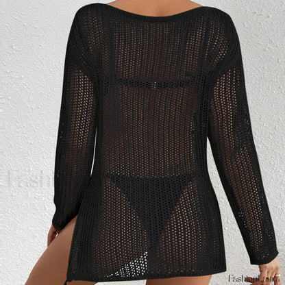 Long Hollow See Through Top Cover Up