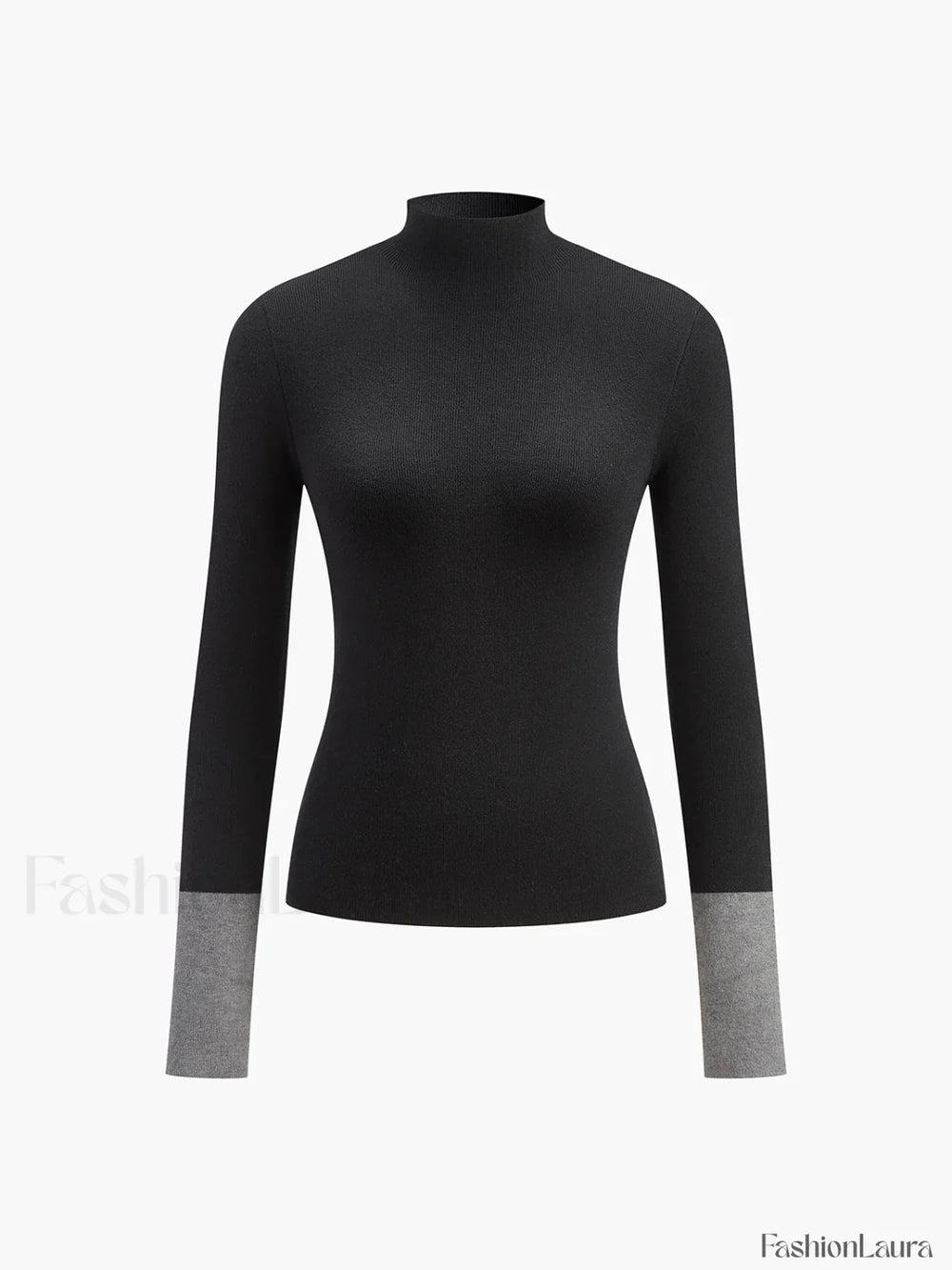 Long Sleeve Contrast Cuff Knit Top Knit Tops