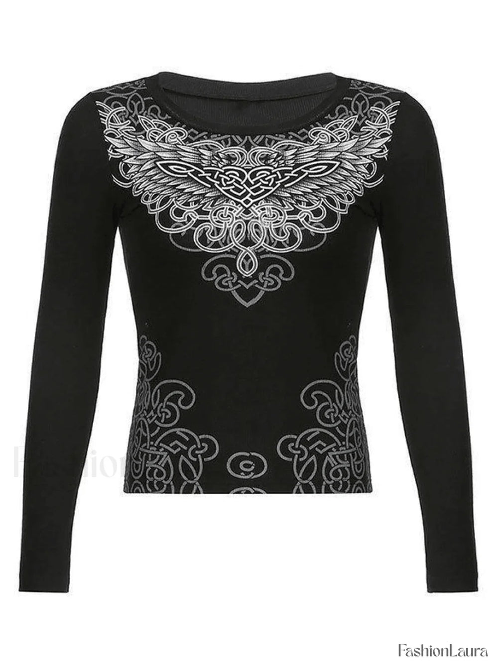 Long Sleeve Heart Pattern Print Tee Tops&Tees