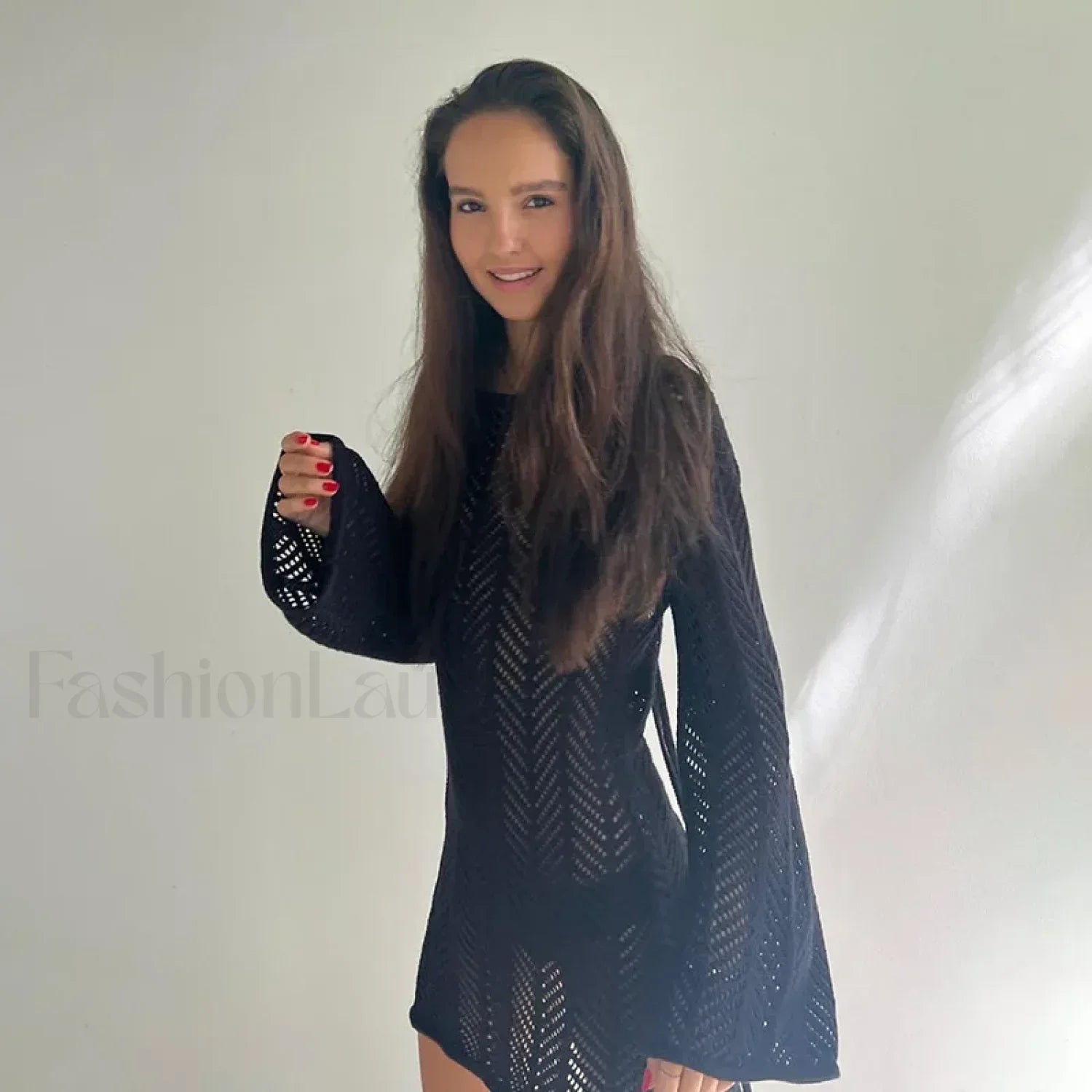 Long Sleeve Shirt Beach Cover Up Black / One Size