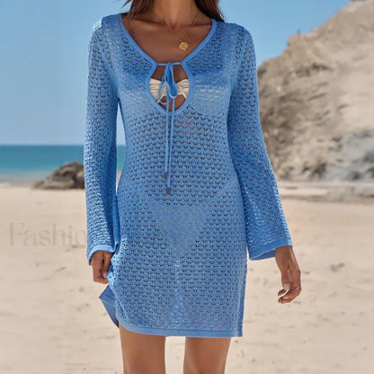 Long Sleeve Shirt Beach Cover Up Blue / S