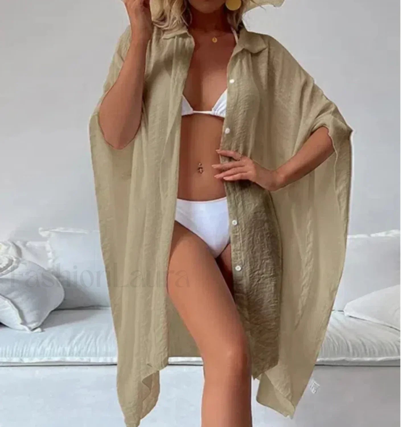 Loose Cardigan Sun Protection Cover Up Khaki / One Size