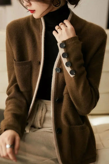 Loose Fit Korean Style Knit Cardigan Camel / M