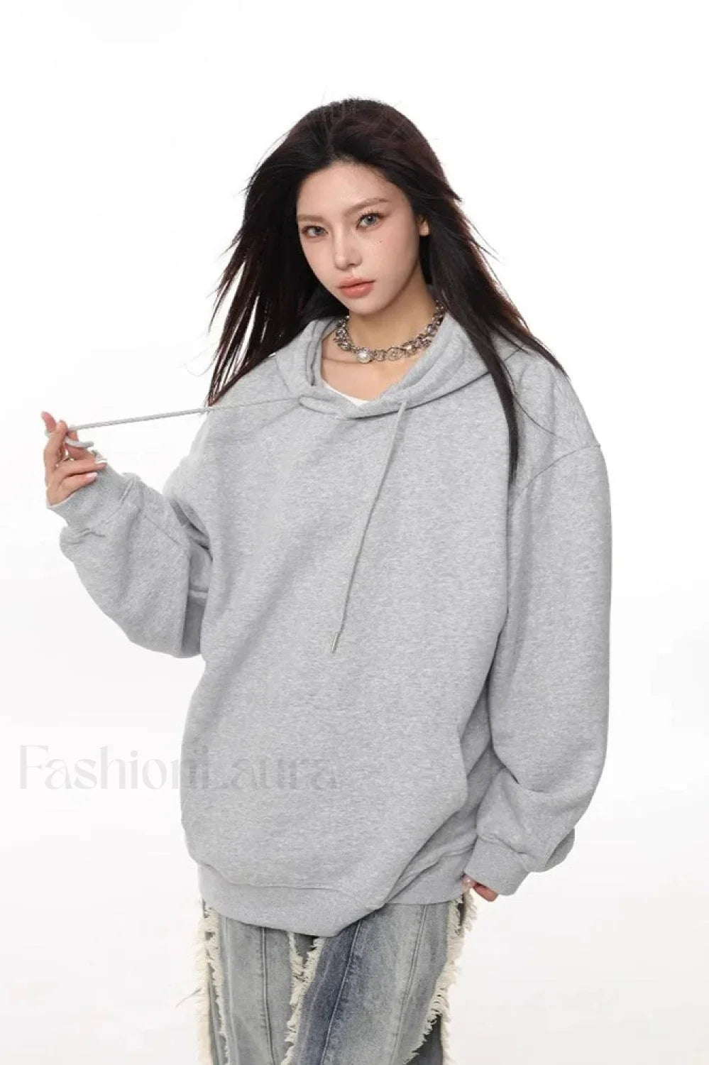 Loose Fit Long Sleeve Pullover Hoodie