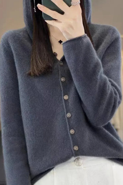 Loose Fit Merino Wool Hoodie Elephant Grey / M