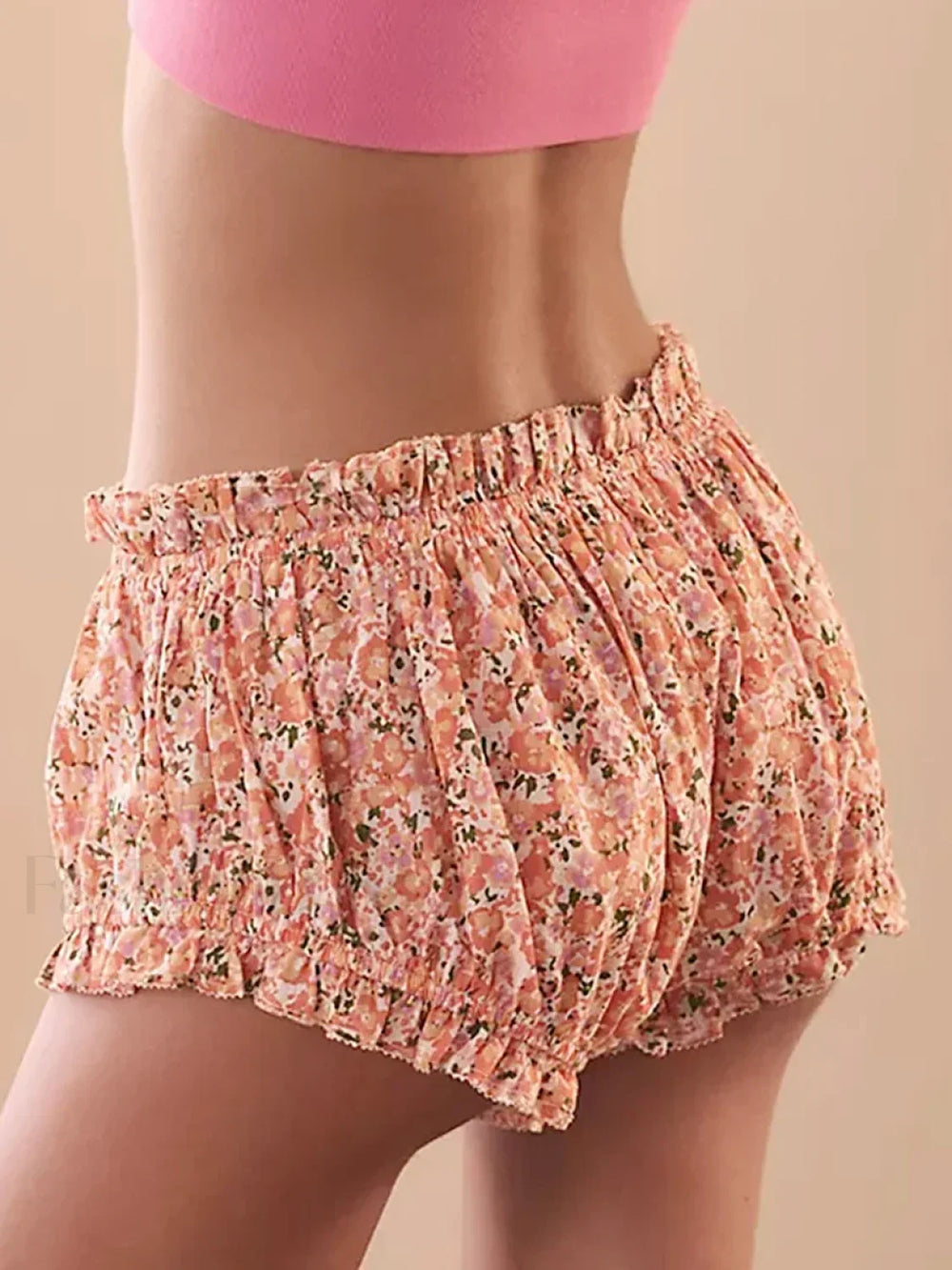 Lounge Cherry/Floral/Plaid Print Ruffled Short