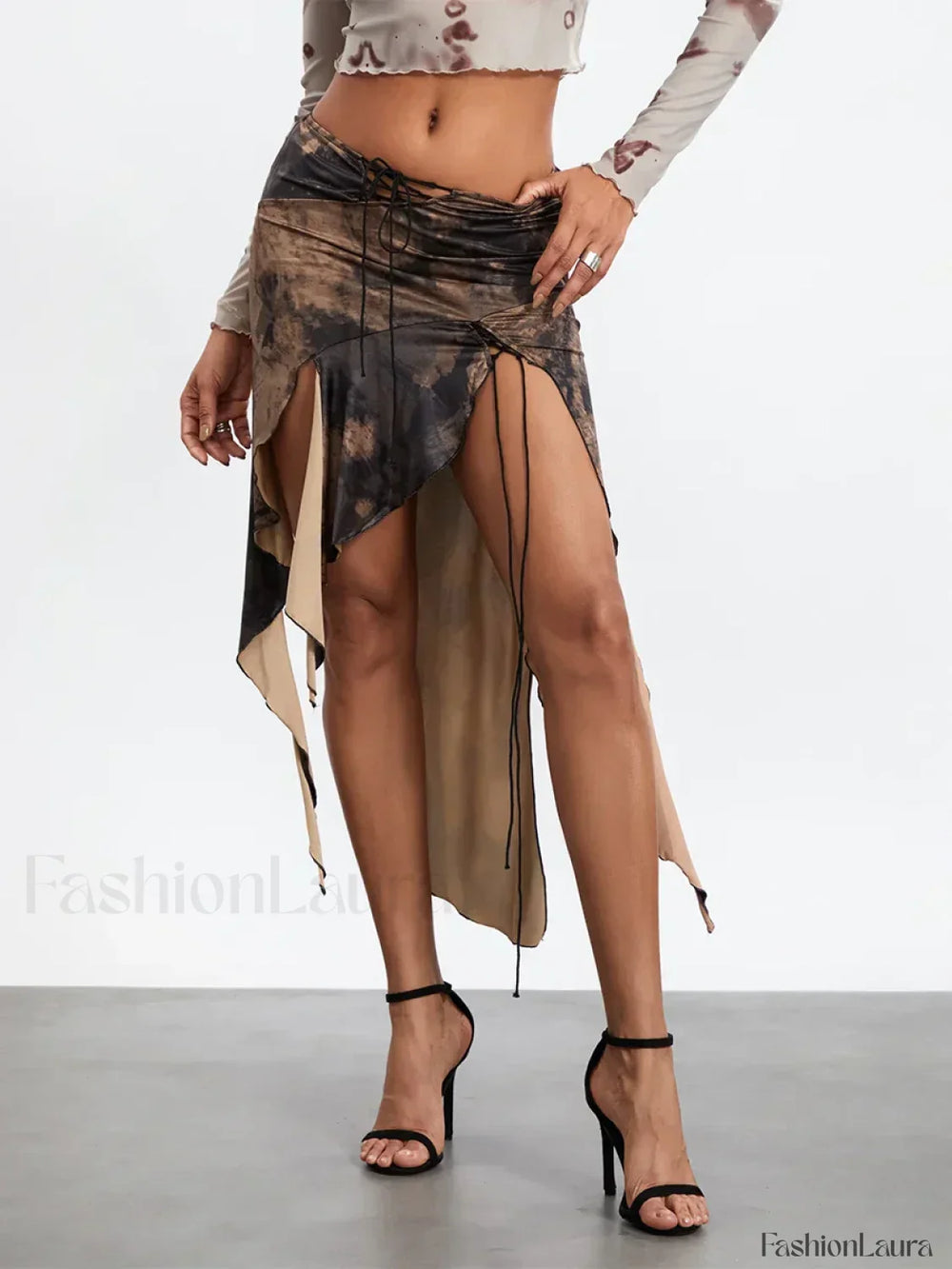 Low Rise Tassel Asymmetrical Retro Skirt MULTI / S