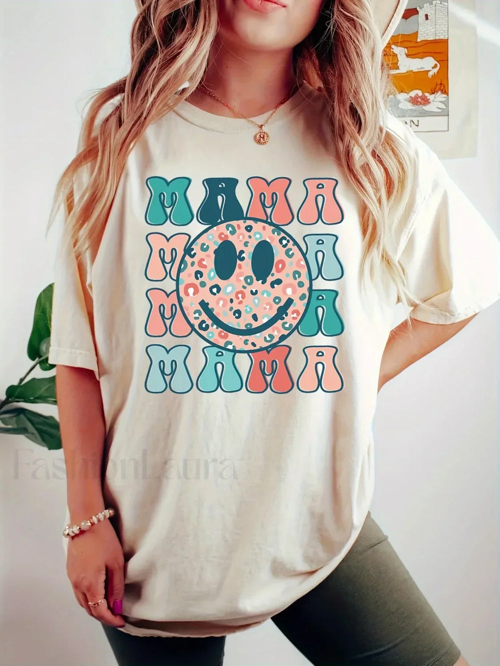 Mama Print Crew Neck Casual Spring T Shirt