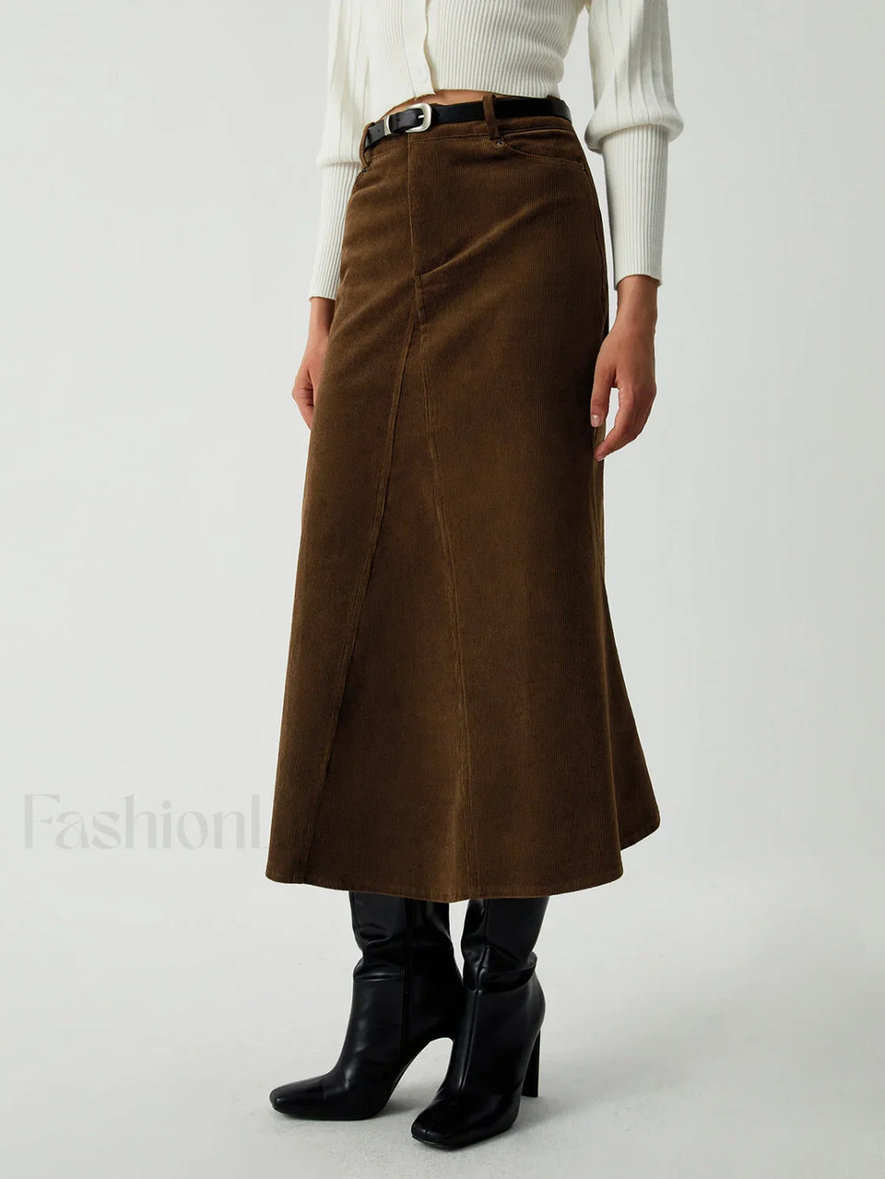 Maple Corduroy Graceful Midi Skirt Skirts