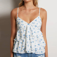 Maternity Ruffled Floral Crop Top WHITE / S