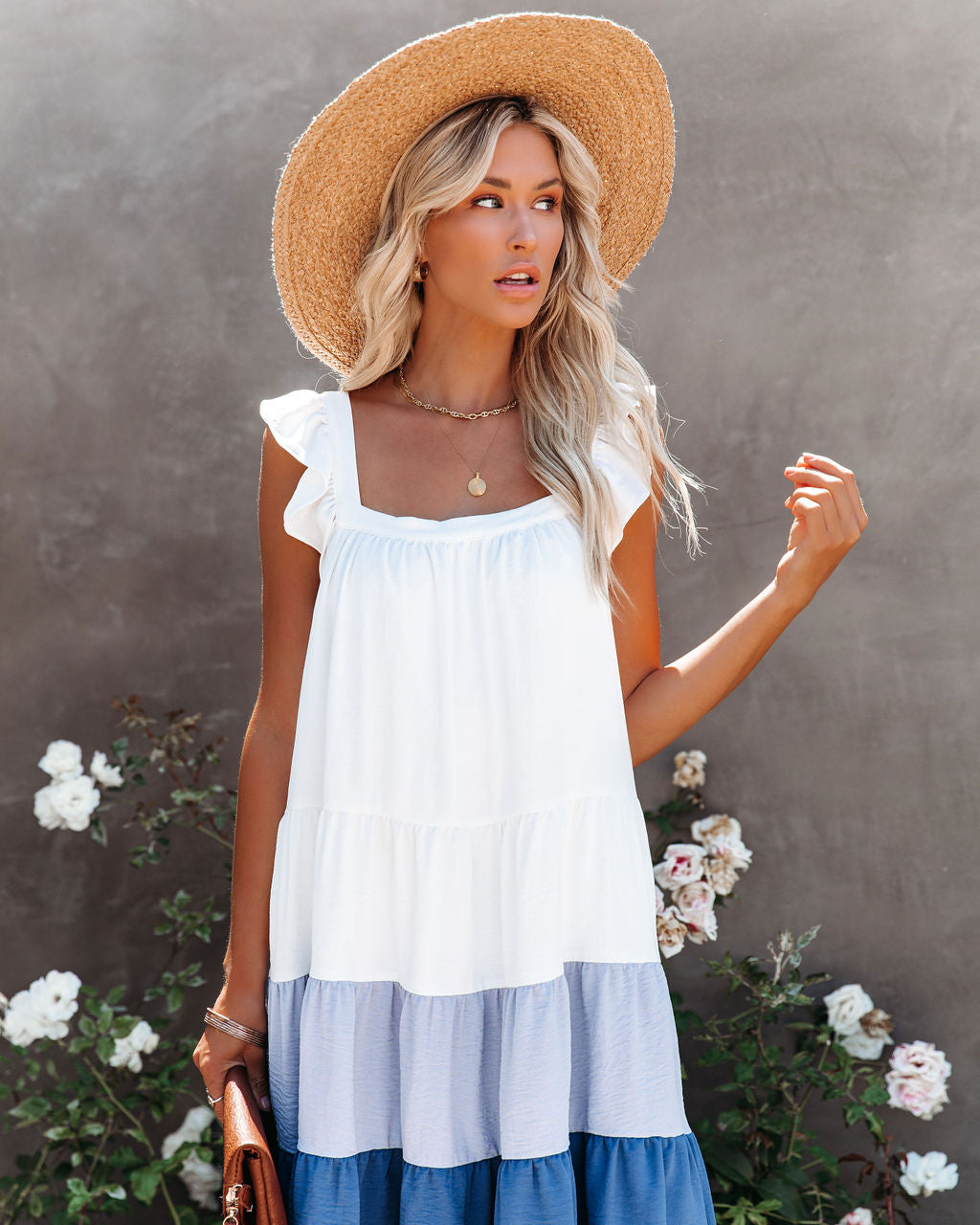Melody Of Summer Pocketed High Low Tiered Midi Dress