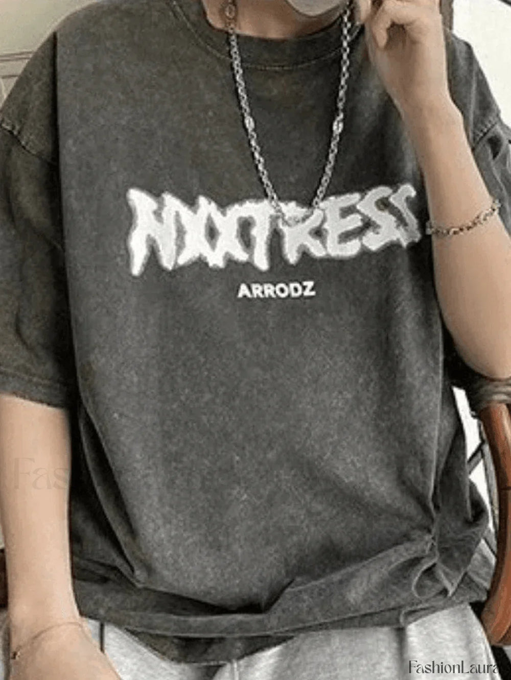 Men’s Acid Wash Letter Graphic Tee Tops&Tees