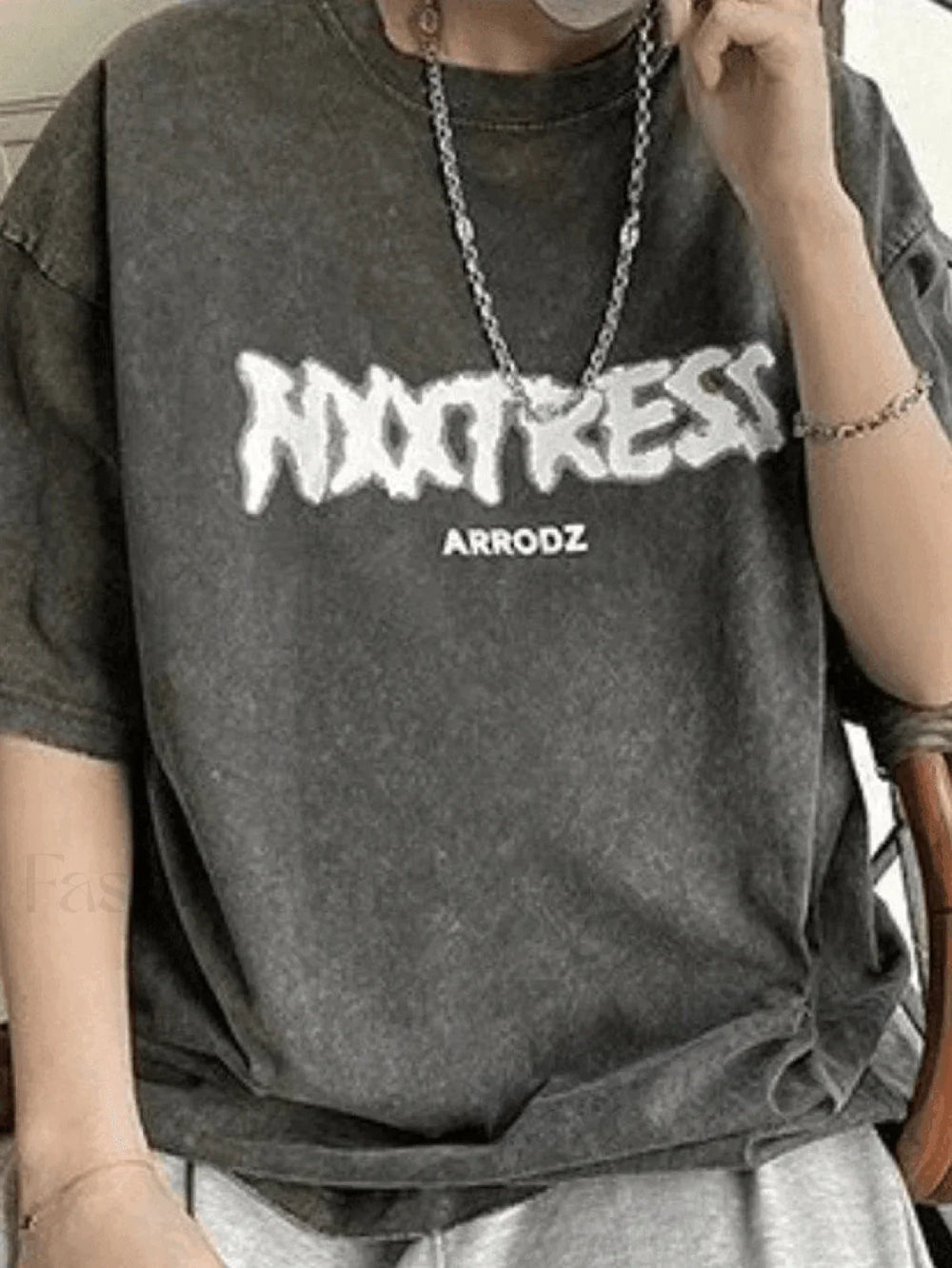 Men’s Acid Wash Letter Graphic Tee Tops&Tees