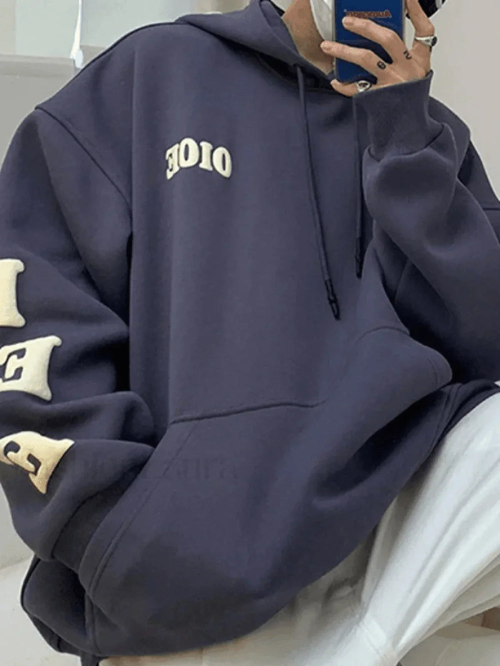 Men’s Alphabet Graphic Pullover Hoodie Sweatshirts & Hoodies L