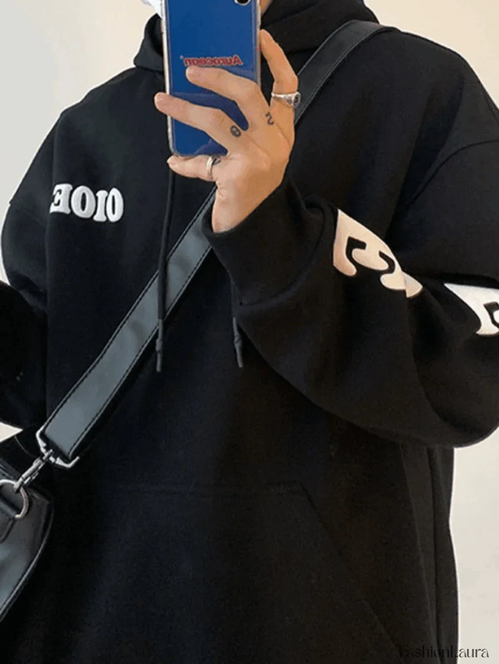 Men’s Alphabet Graphic Pullover Hoodie Sweatshirts & Hoodies L