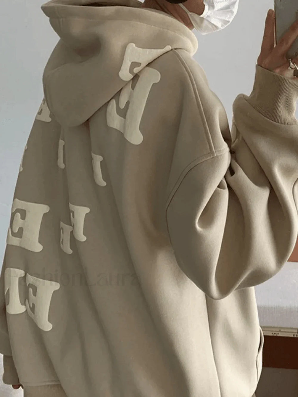 Men’s Alphabet Graphic Pullover Hoodie Beige / M Sweatshirts & Hoodies L