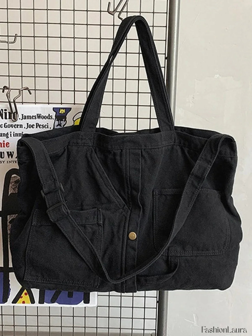 Men’s Cargo Pocket Patched Straight Leg Jeans loose jeans