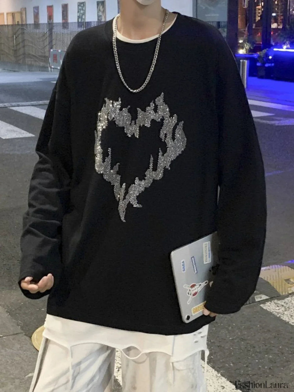 Men’s Cargo Pocket Patched Straight Leg Jeans loose jeans