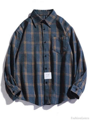Men’s Checkered Long Sleeve Button Shirt Shirts