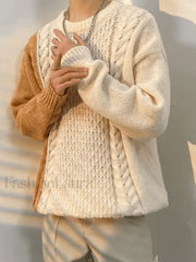 Men’s Color Block Cable Knit Sweater Sweaters
