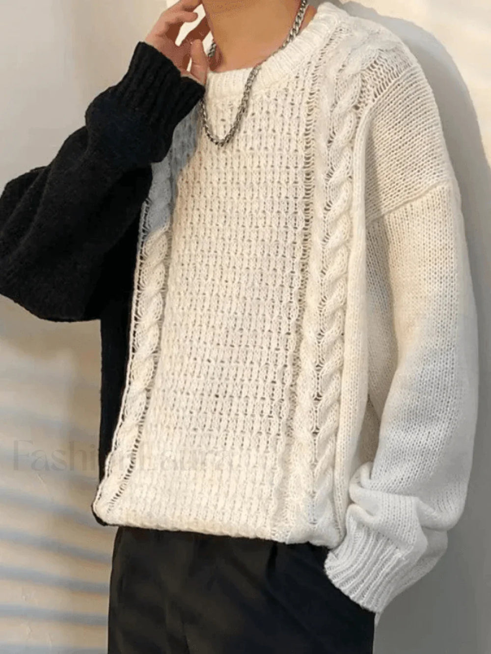 Men’s Color Block Cable Knit Sweater Sweaters