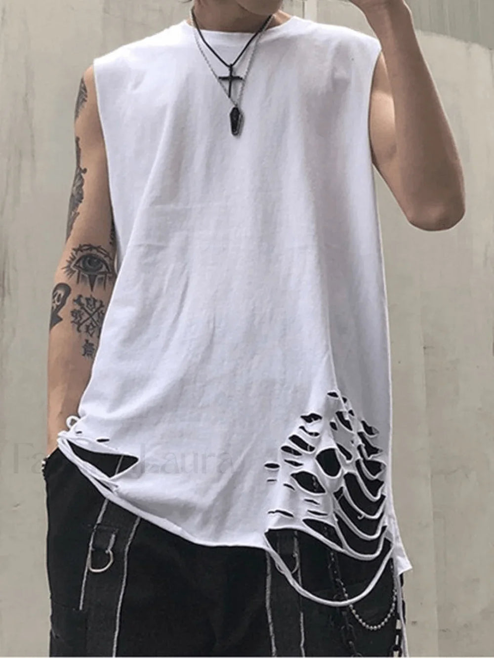 Men’s Distressed Vest White / S Tops&Tees