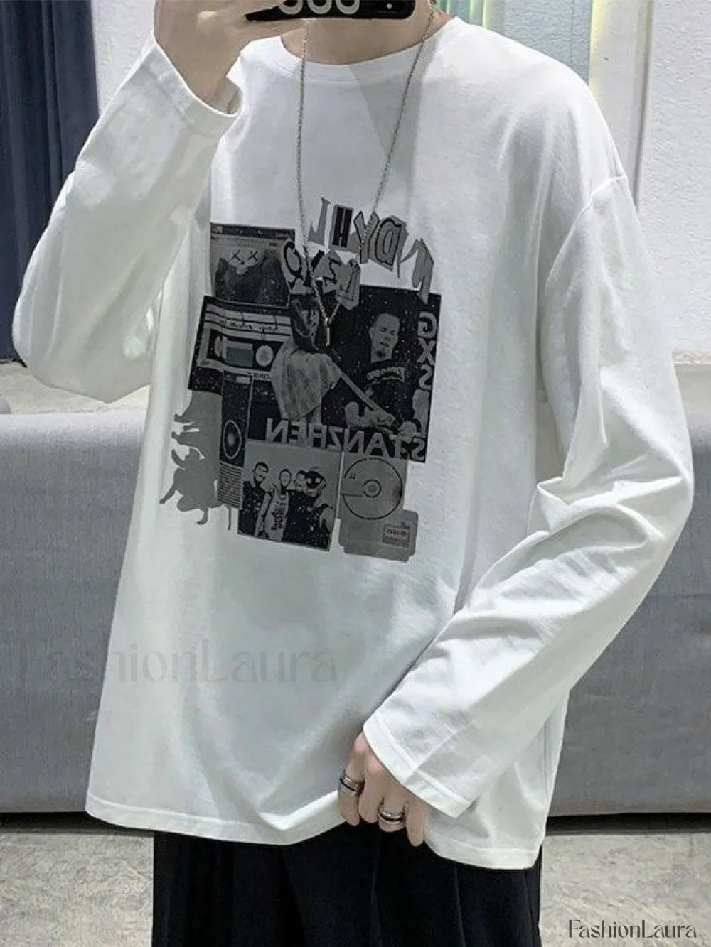 Men’s Era Graphic Long Sleeve Tee White / M Tops&Tees