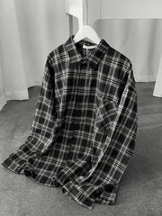 Men’s Long Sleeve Checkered Button Shirt Tops&Tees