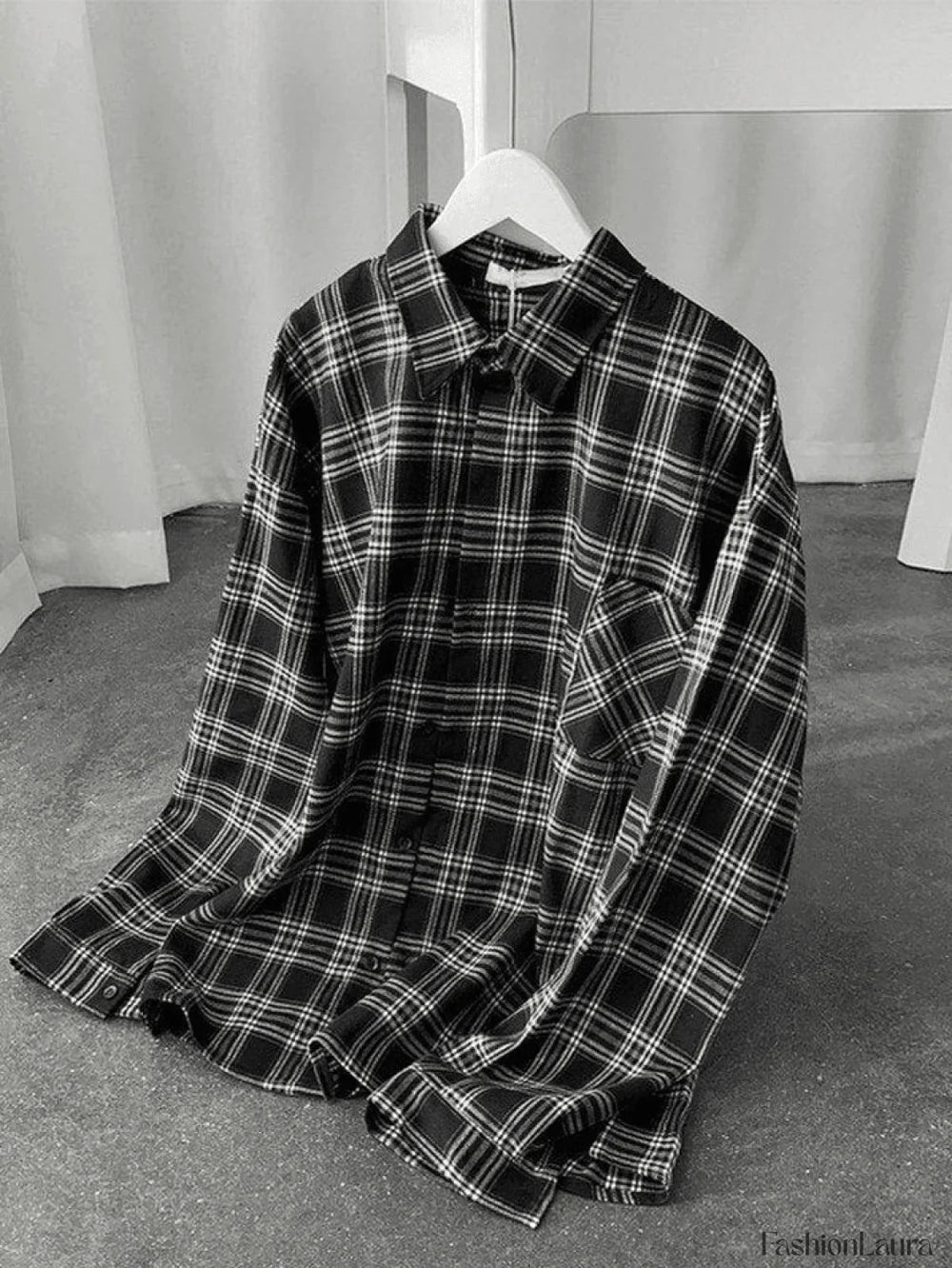 Men’s Long Sleeve Checkered Button Shirt Tops&Tees