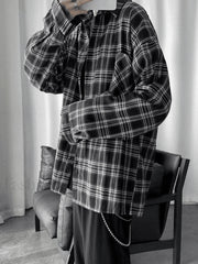 Men’s Long Sleeve Checkered Button Shirt Tops&Tees