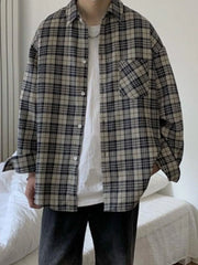 Men’s Long Sleeve Checkered Shirt Gray / M Shirts