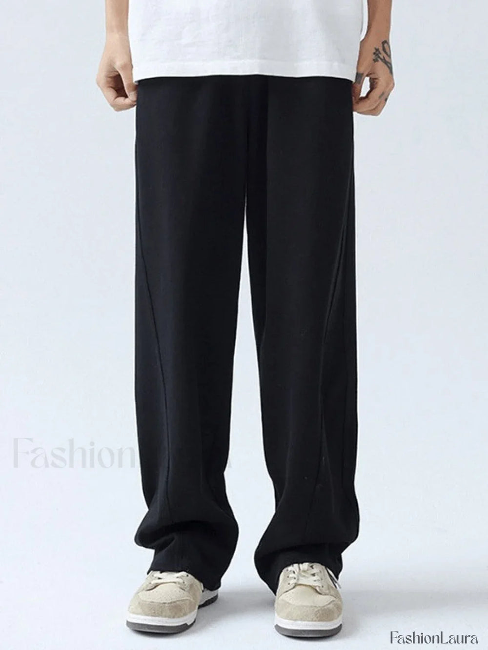 Men’s Paneled Loose Casual Pants Straight Leg Pants