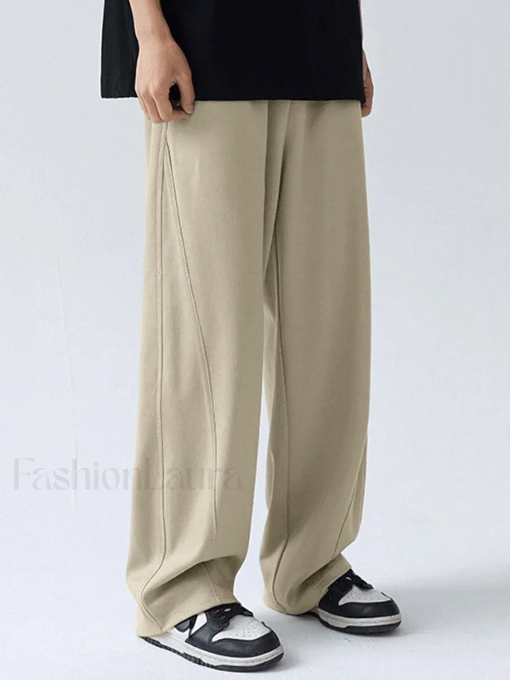 Men’s Paneled Loose Casual Pants Straight Leg Pants