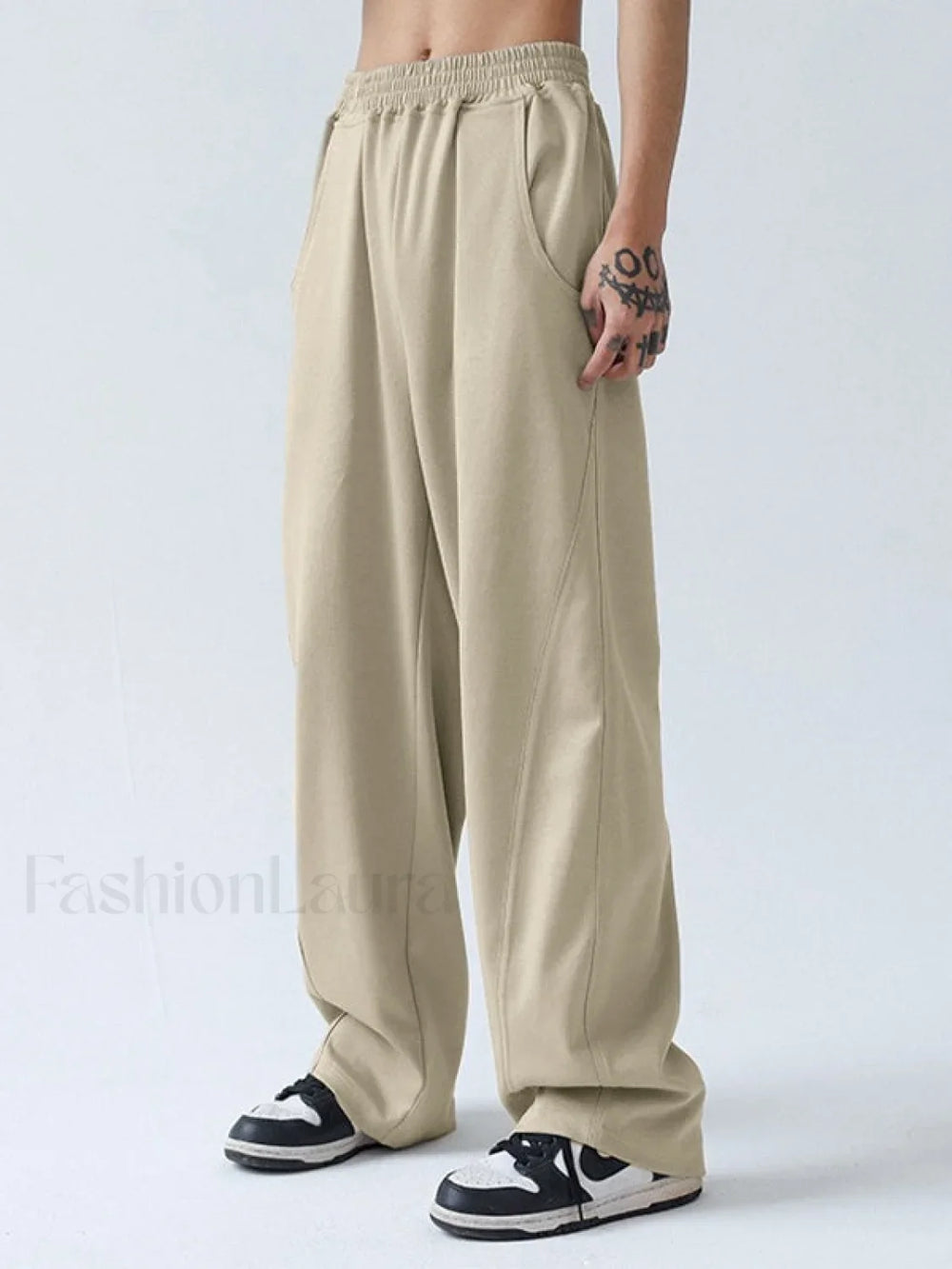 Men’s Paneled Loose Casual Pants Straight Leg Pants