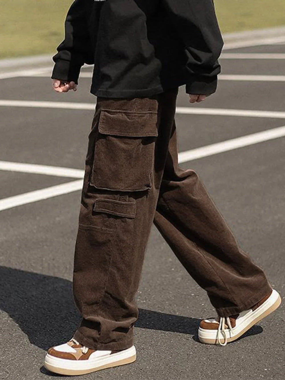 Men’s Patch Pocket Vintage Straight Cargo Pants Cargo Pants