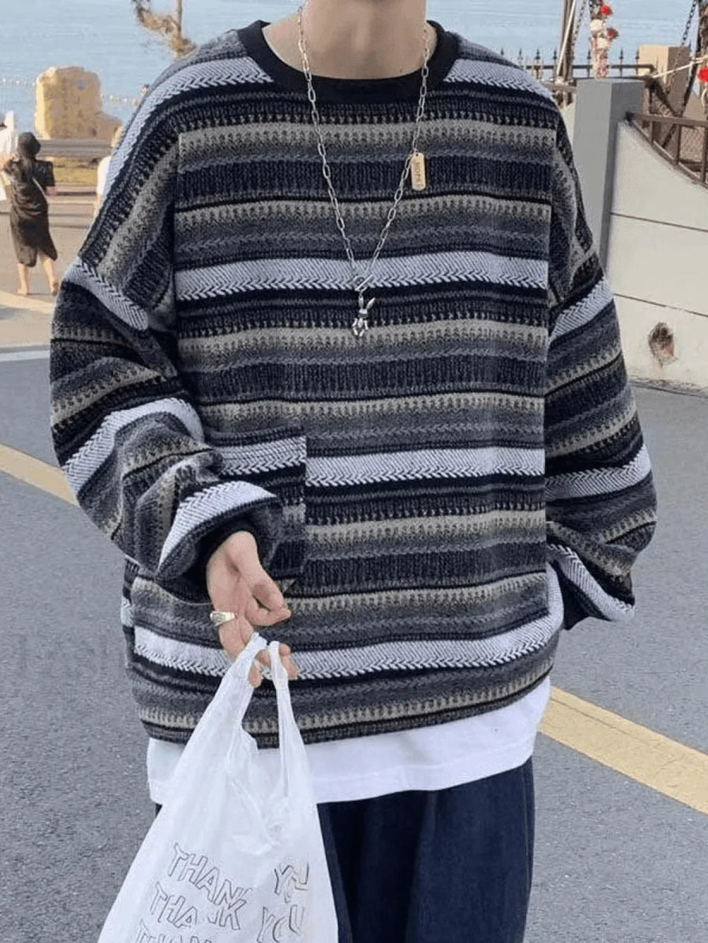Men’s Pocket Striped Knit Sweater Sweaters
