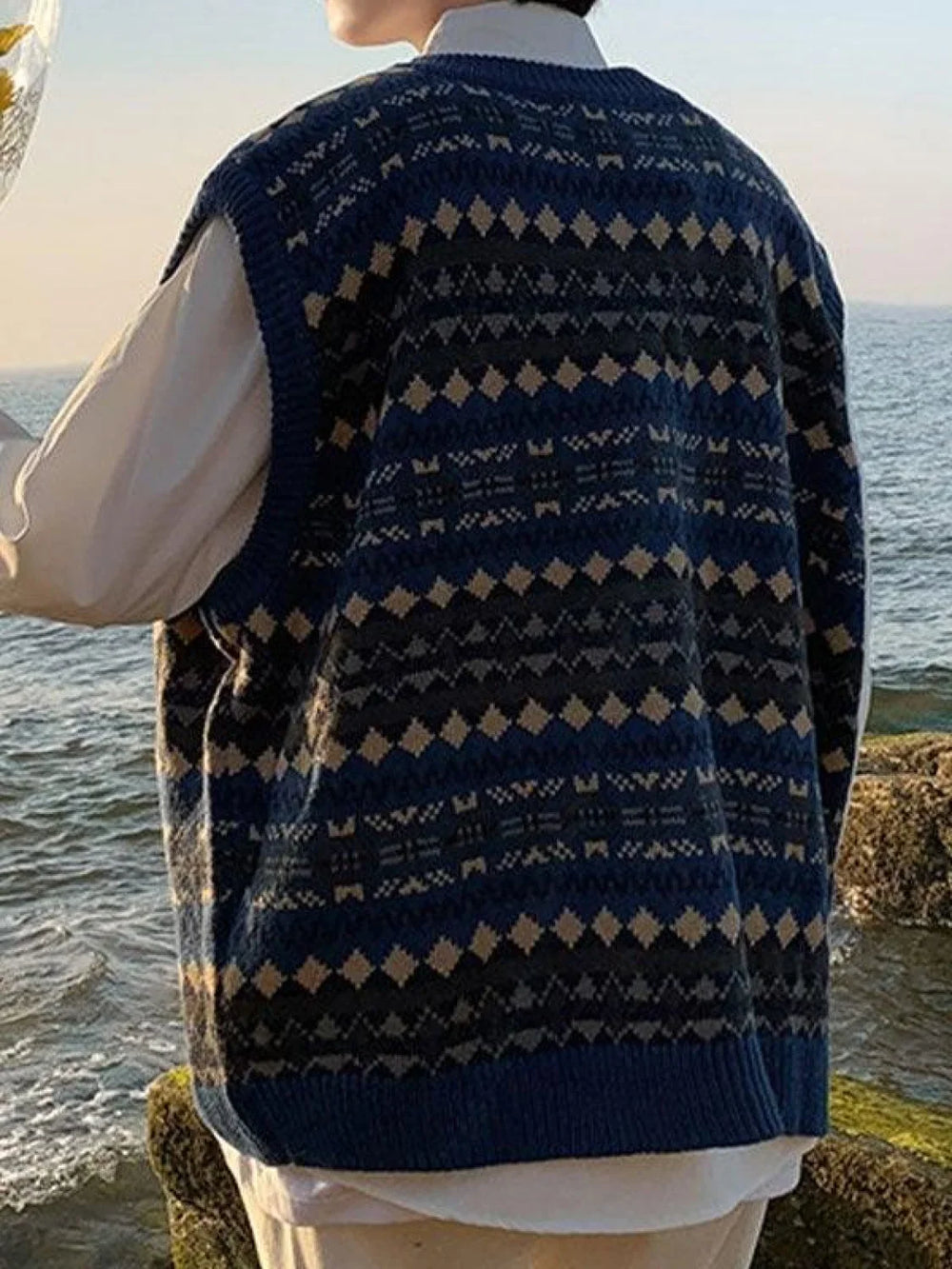 Men’s Vintage Jacquard Sweater Vest Sweaters