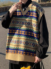 Men’s Vintage Jacquard Sweater Vest Sweaters