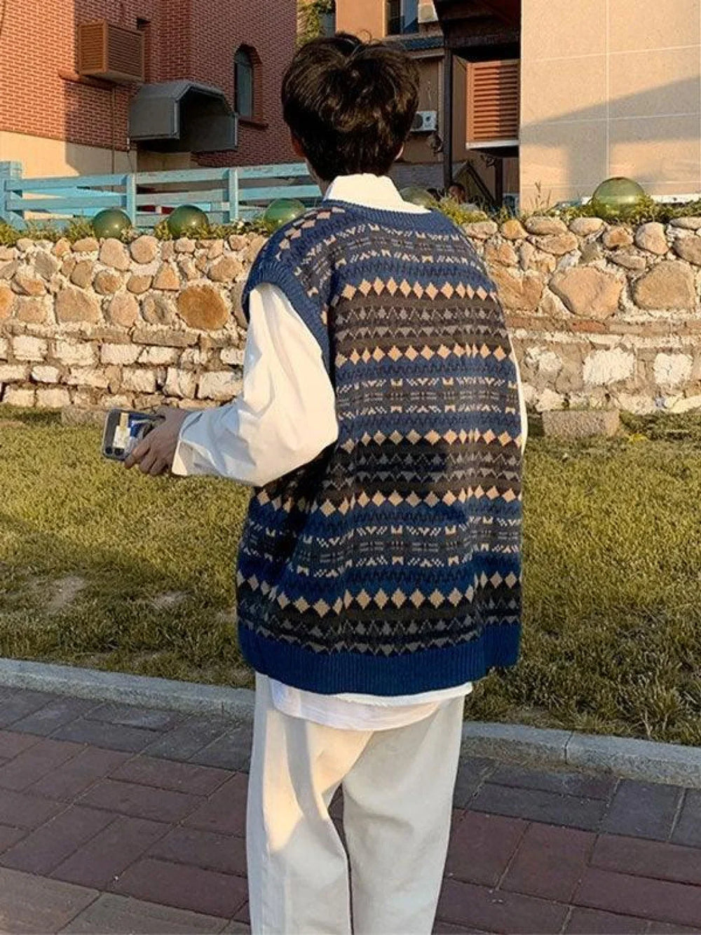 Men’s Vintage Jacquard Sweater Vest Sweaters