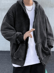 Men’s Vintage Wash Black Zip Up Hoodie Black / M Sweatshirts & Hoodies L