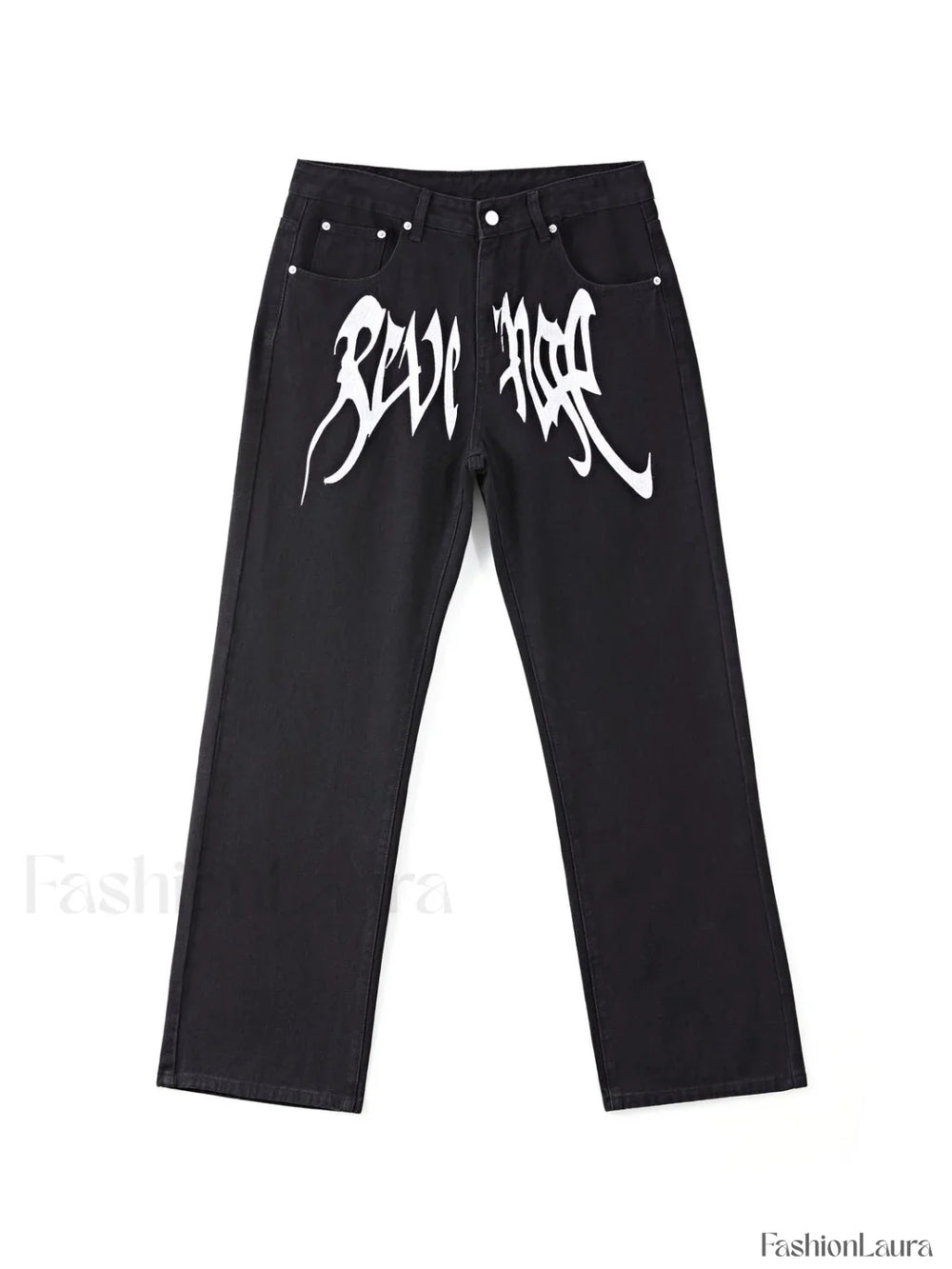 Men’s Washed Revenge Straight Leg Jeans loose jeans